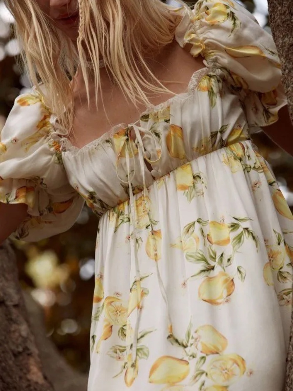 For Love & Lemons White Lemon-Print Mini Dress